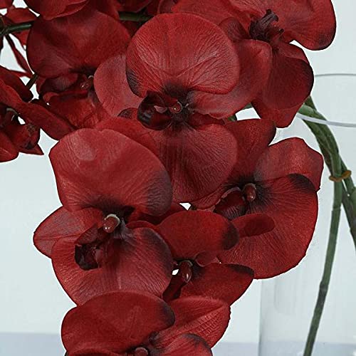 40 Inch Artificial Phalaenopsis Silk Orchid Flowers - Real Touch Lifelike Branches, Pack of 2 (Red) - Perfect for Home, Office, Wedding, Party & Event Decorations