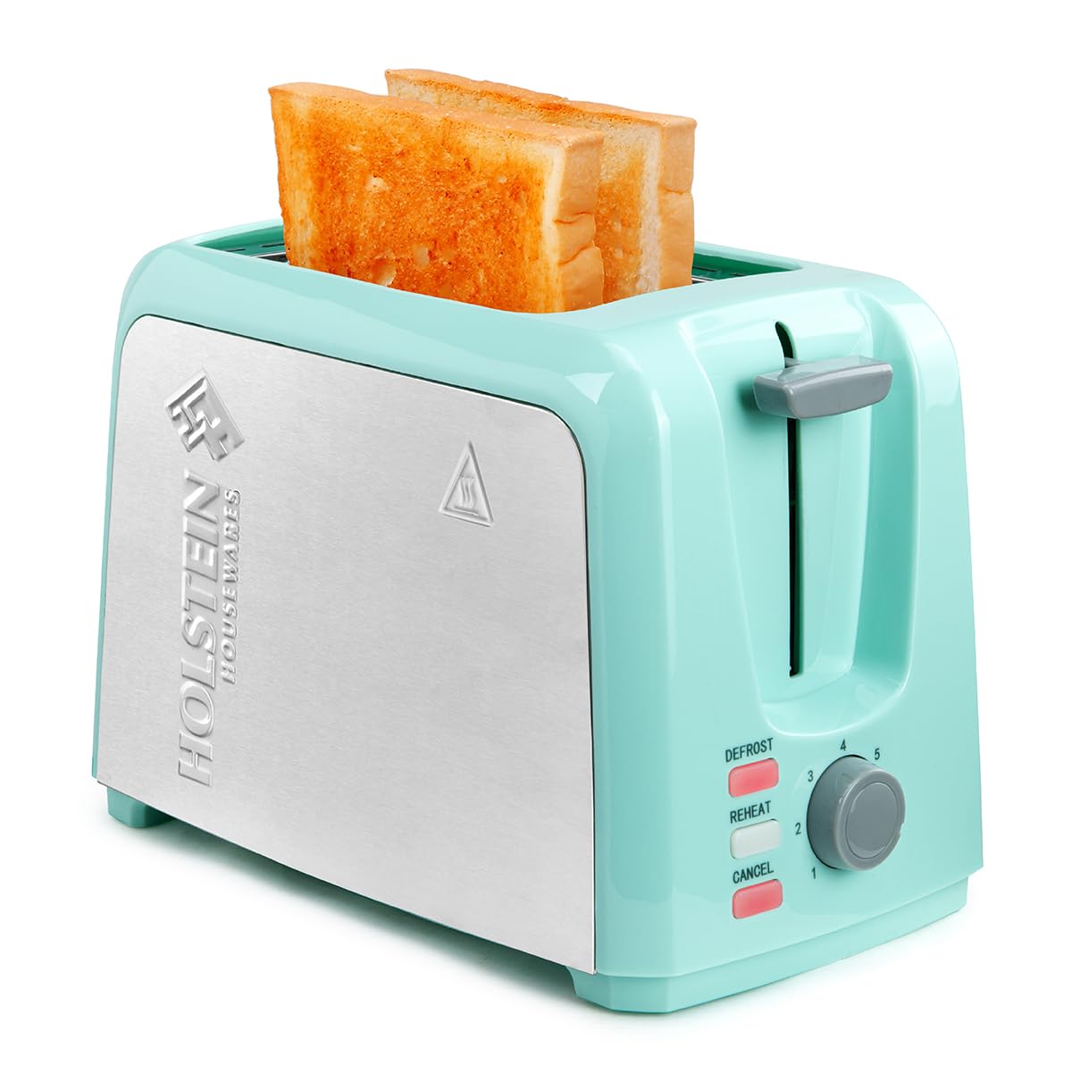 Holstein Housewares 2-Slice Toaster with 7 Browning Settings - Mint & Stainless Steel - Perfect for Toast, Bagels, Waffles - Ideal for Breakfast, Office, Dorm Room & Small Kitchens