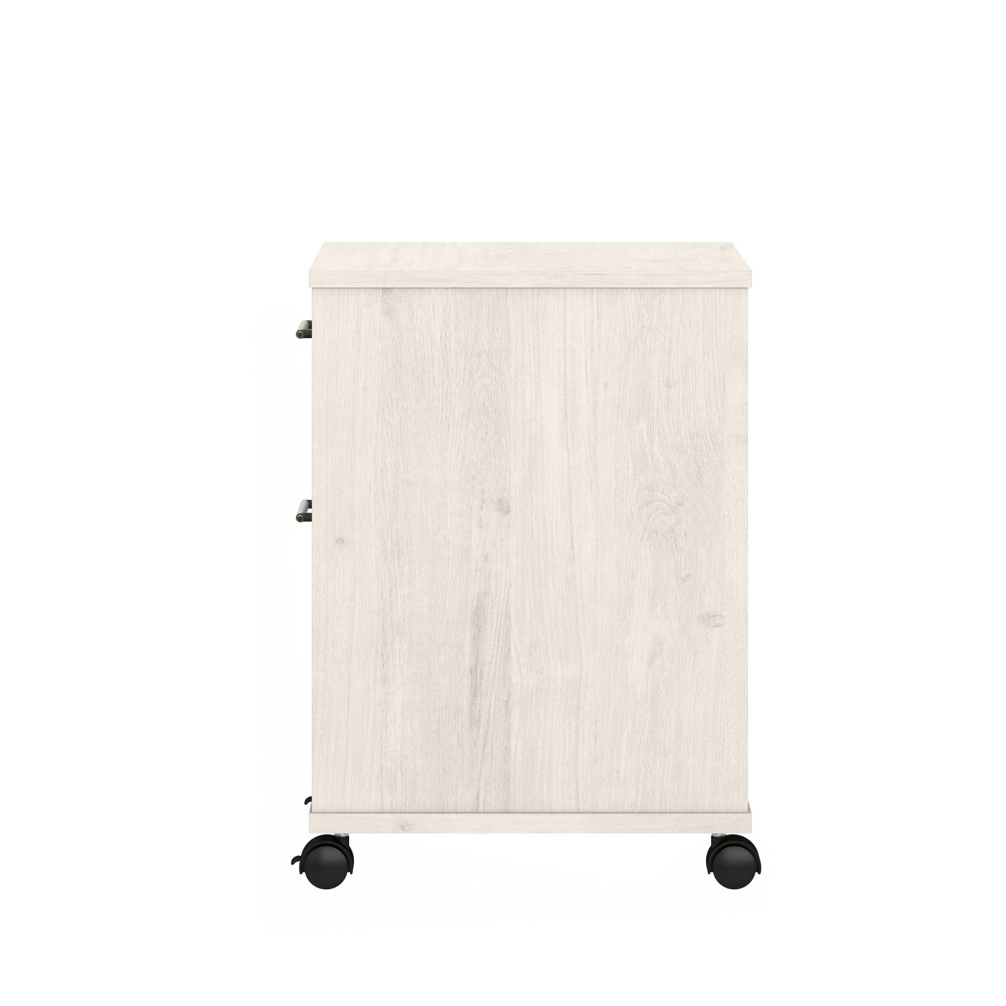 Bush Furniture Key West 2-Drawer Rolling File Cabinet - Linen White Oak Mobile Storage Cabinet for Home Office, Small Under Desk Organization with Wheels | Perfect for Document Storage & Workspace Organization