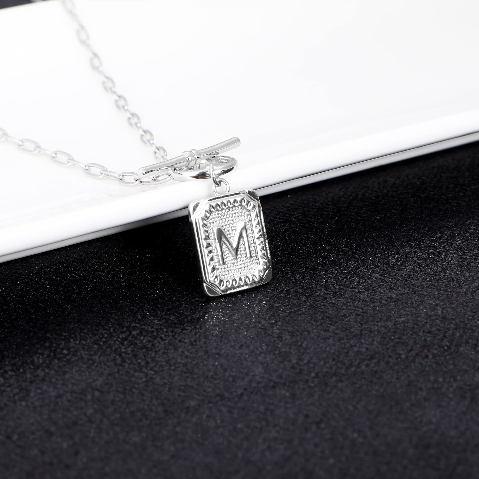 MJartoria 14K Gold Plated Layered Initial Necklace for Women - Trendy Star Choker with Square Letter Pendant & Paperclip Chain - Elegant Gold Necklace Jewelry Gift for Her - Perfect for Date Night, Anniversary or Birthday Present