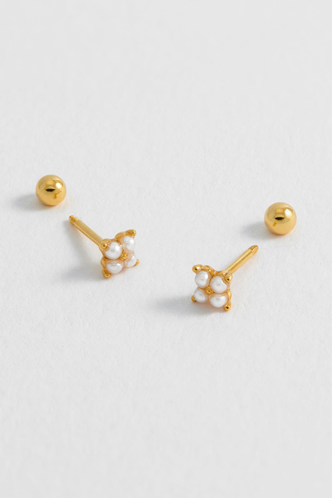 Mini Pearl Flower Stud Earrings for Women - Dainty Floral Pearl Studs for Daily Wear & Special Occasions