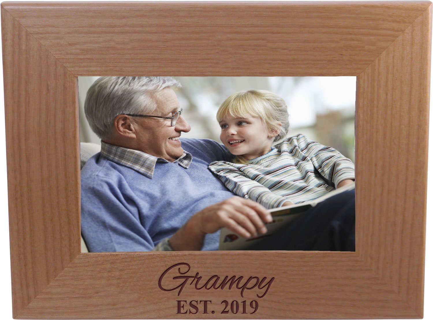CustomGiftsNow Personalized Wood Picture Frame 4x6 Inches - Perfect for Grandfather's Day, Family Photos & Home Decor (EST. 2019)