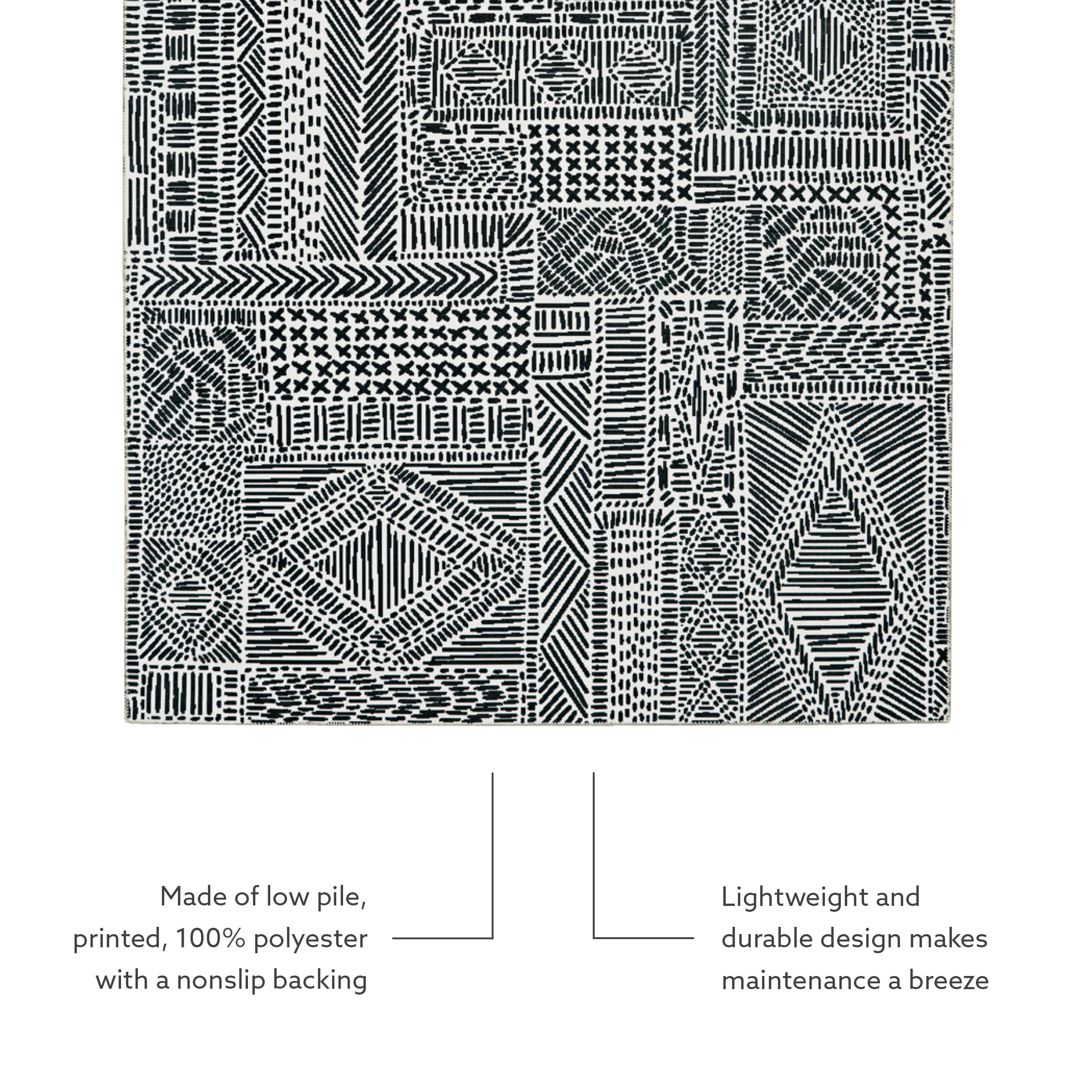 Linon Home Decor Washable Area Rug 5' x 7' - Lottie Ivory & Blue - Machine Washable, Stain Resistant - Perfect for Living Room, Bedroom, or Entryway Decor