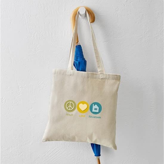 Eco-Friendly Peace Love Dollhouses Canvas Tote Bag - Natural Reusable Shopping Bag for Groceries, Beach & Daily Use