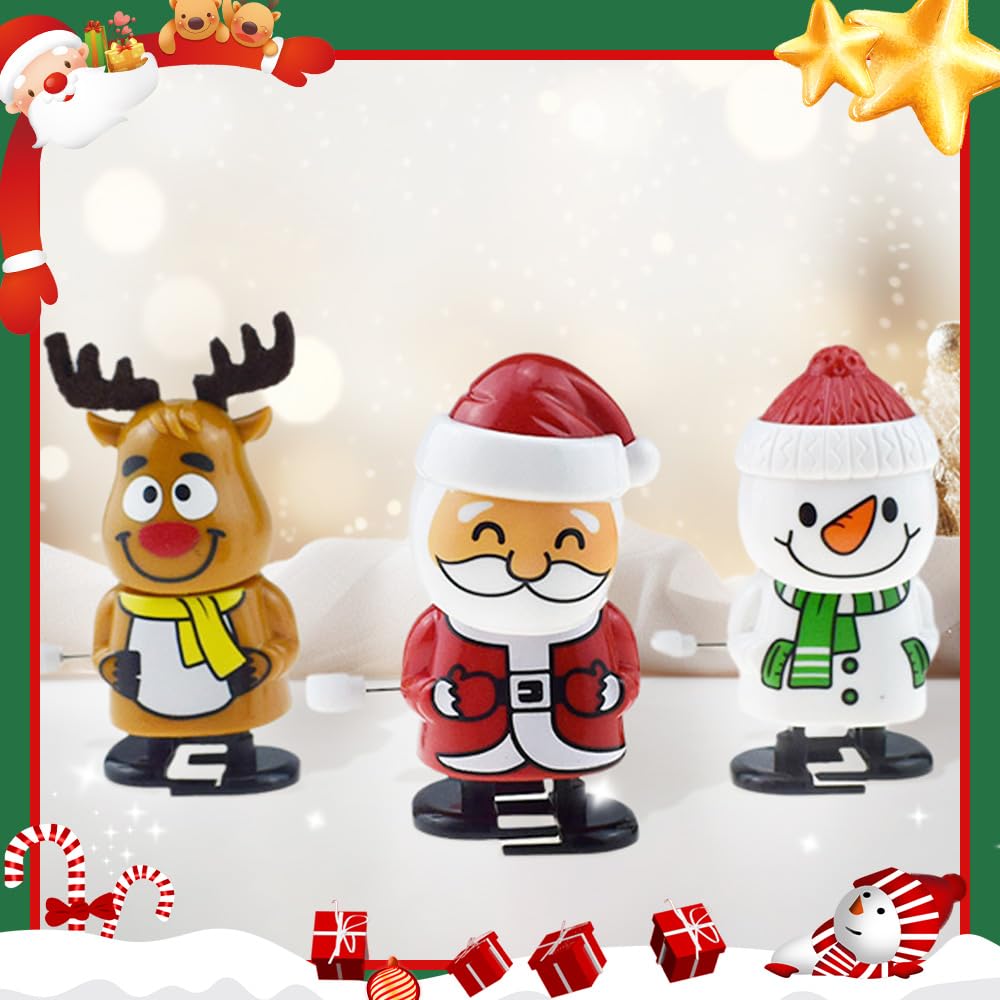 Christmas Wind Up Toys - 4 PCS Clockwork Toy Set for Stocking Stuffers, Party Favors & Goody Bags | Funny Holiday Gifts for Kids, Office Parties & Family Gatherings | Festive Winter Decorations & Playtime Fun