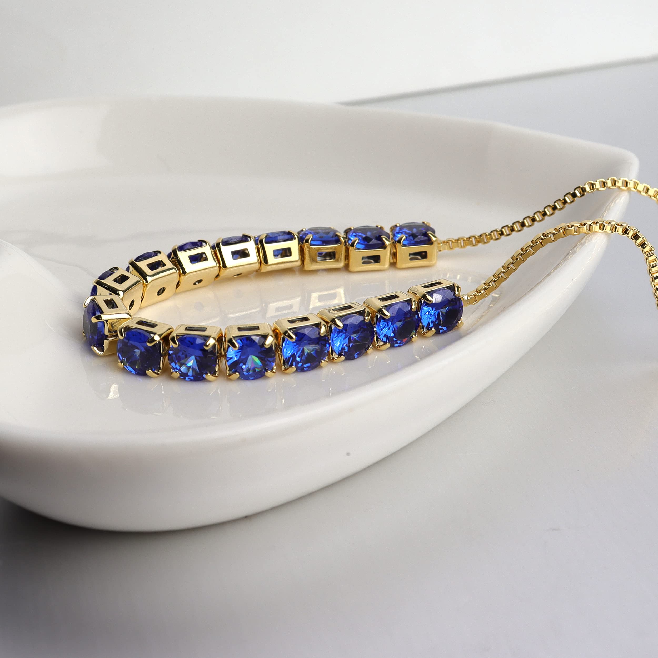 Elegant Gold Tennis Bracelet for Women - Adjustable Slider with Shiny Cubic Zirconia CZ Rhinestones | Perfect for Summer Wear, Weddings & Special Occasions | Stylish Jewelry Gift Idea