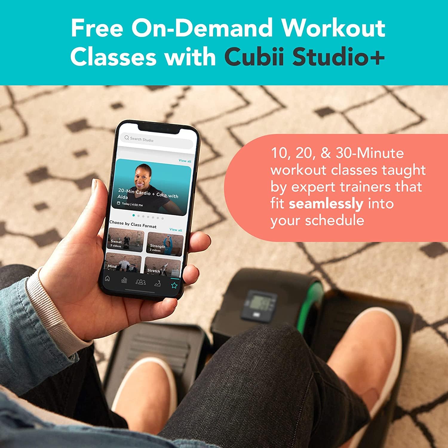 Cubii Move Under Desk Elliptical Bike - Portable Seated Pedal Exerciser with Adjustable Resistance for Home & Office Workouts - Ideal for Adults & Seniors - Perfect for Sedentary Workers, Physical Therapy & Low-Impact Exercise