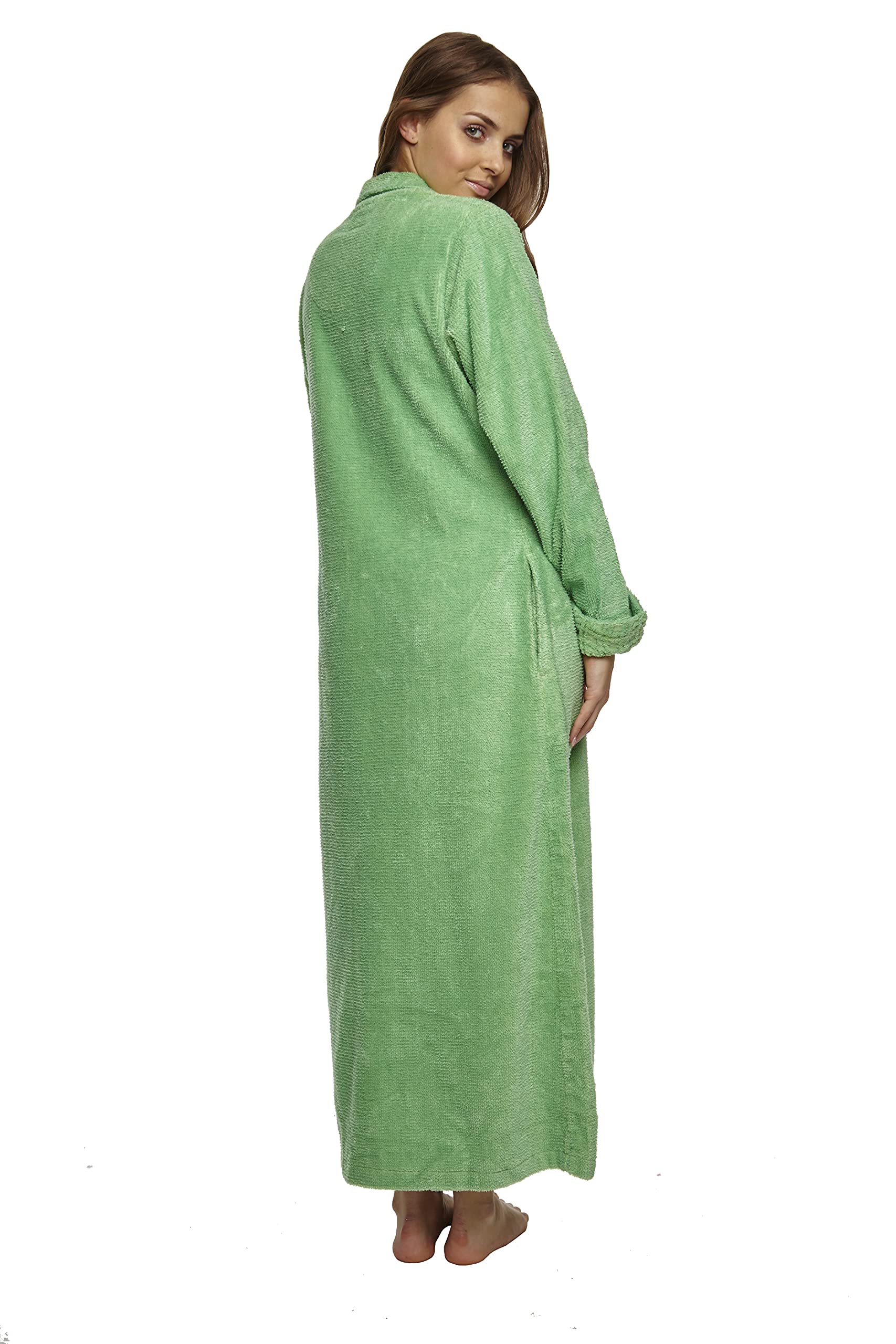 HOC Women's Soft Waffle Yoke Chenille Robe - Cozy Long Sleeve Bathrobe for Spa, Lounge & Relaxation at Home