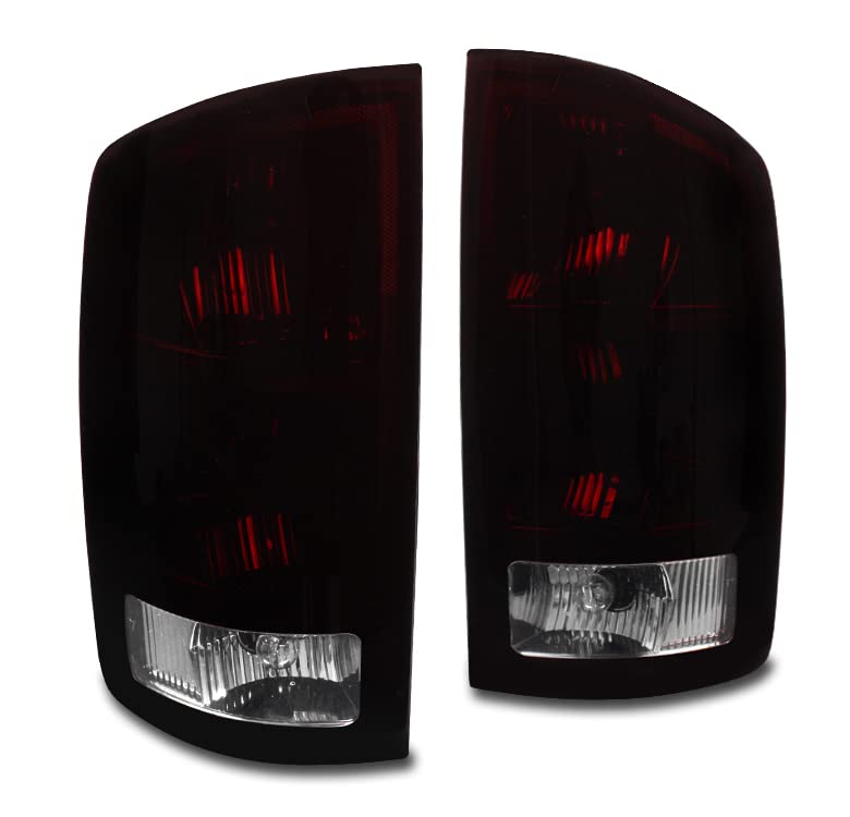 Red/Smoke LED Tail Brake Lights Rear Lamps Compatible with 2002-2006 Dodge Ram 1500/2500/3500 - Durable Replacement for Enhanced Night Visibility & Safety