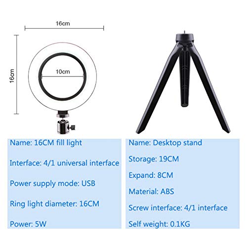 Haopeuk 6 Inch Selfie Ring Light with Tripod Stand & Phone Holder - Mini LED Camera Ring Light for Live Streaming, Makeup, YouTube Videos, TikTok, Photography - Perfect for Home Studio, Vlogging & Beauty Content Creation