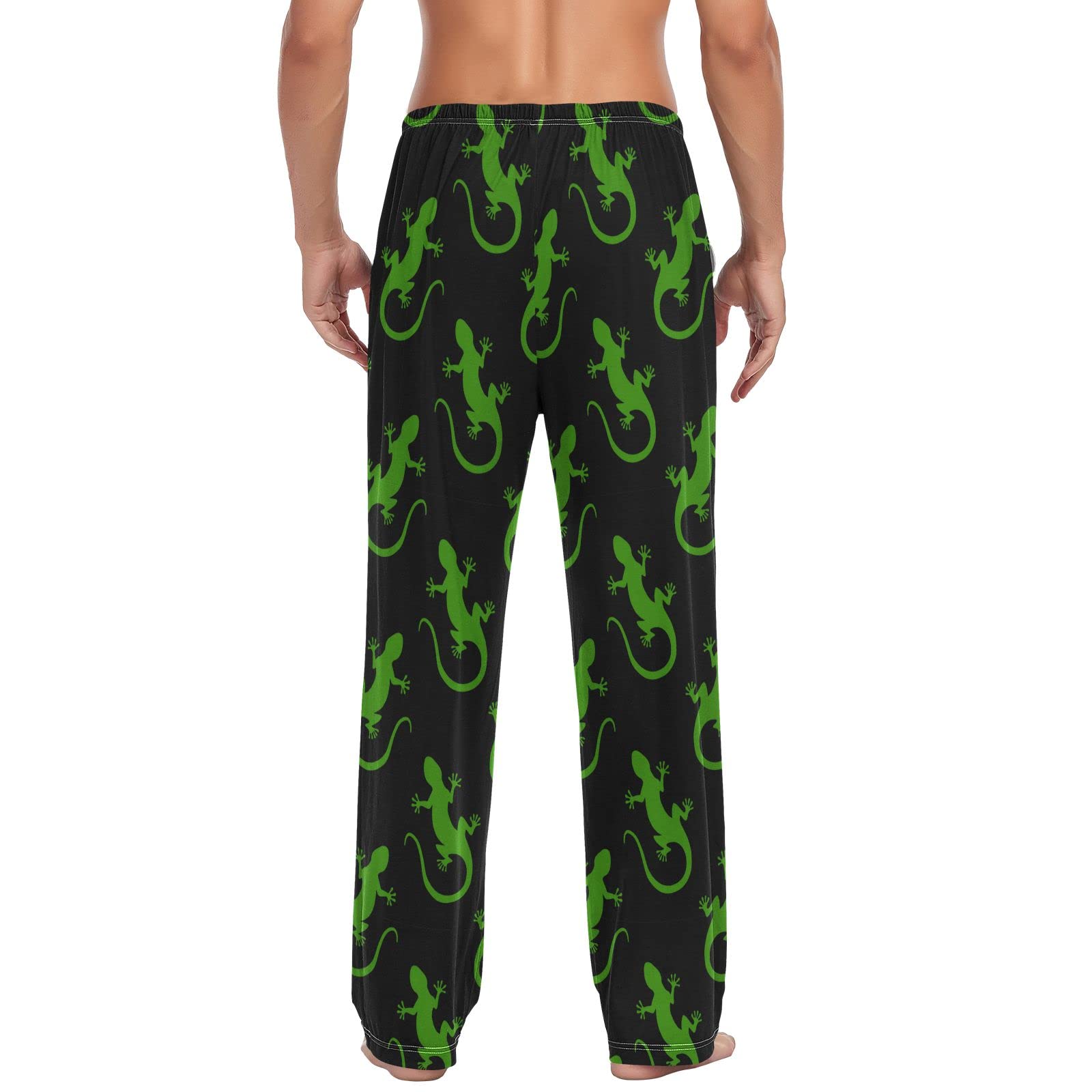 ASLSIY Men's Green Lizard Print Pajama Pants - Soft Lounge Pants for Men, Comfortable Sleepwear & Home Wear for Relaxing, Lounging, and Casual Outings