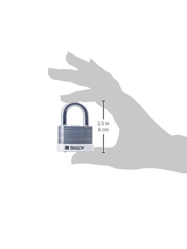 Brady 143134 White Steel Padlock with Key - 1-1/5
