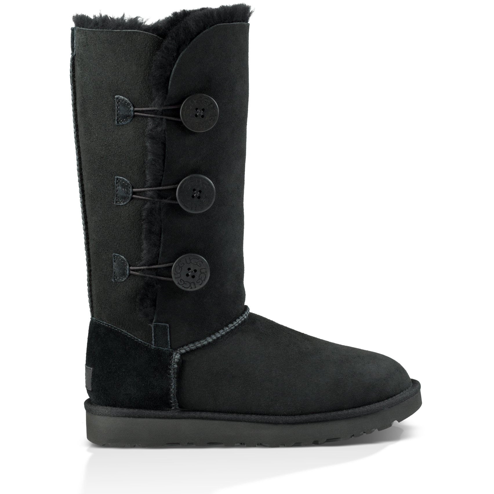 UGG Women's Bailey Button Triplet II Boots - Genuine Sheepskin Winter Boots with Triplet Buttons, Black | Warm & Comfortable for Snow, Cold Weather & Casual Outfits