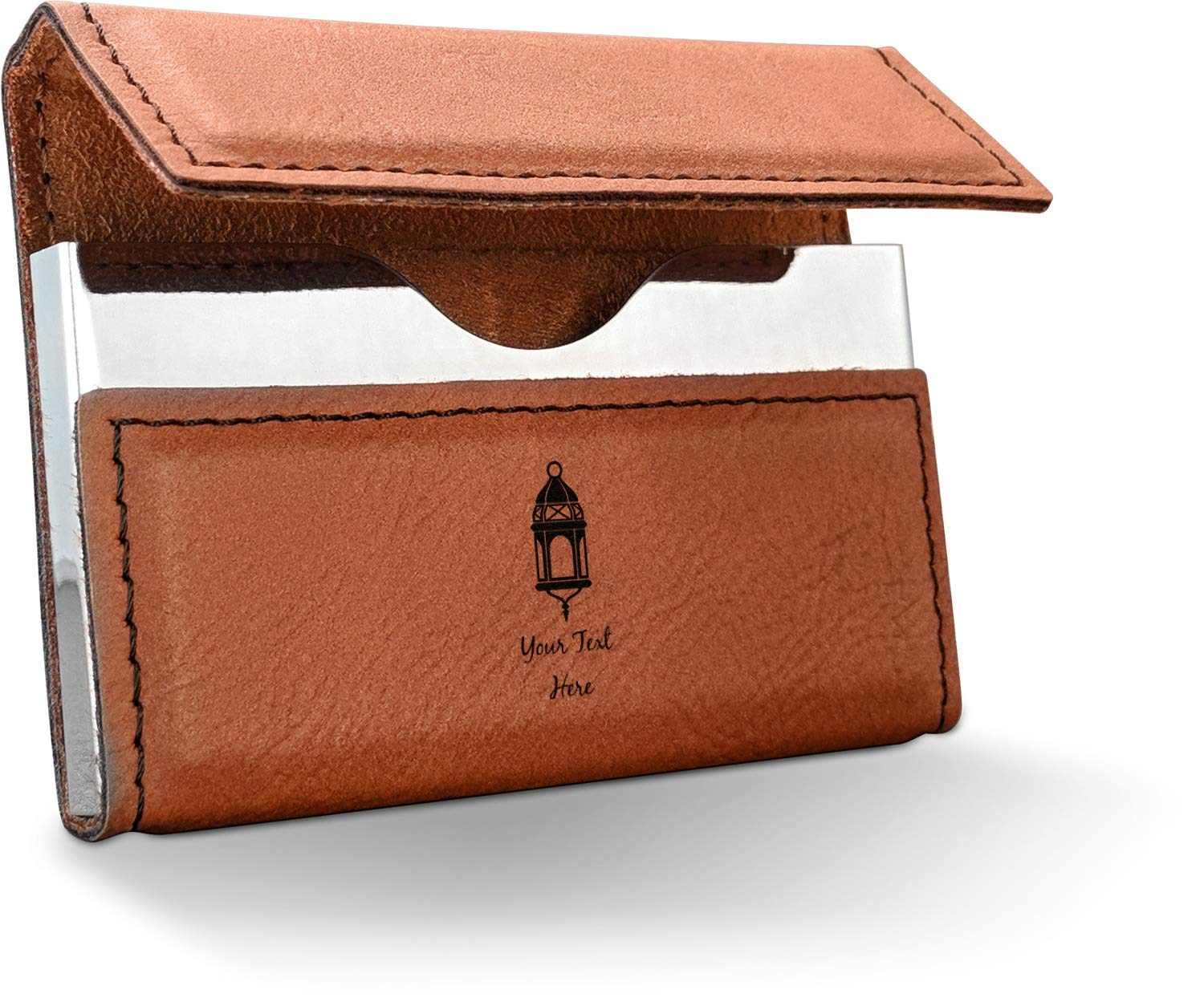 Customized Leatherette Business Card Holder - Double Sided Hanging Lantern for Office & Gifts
