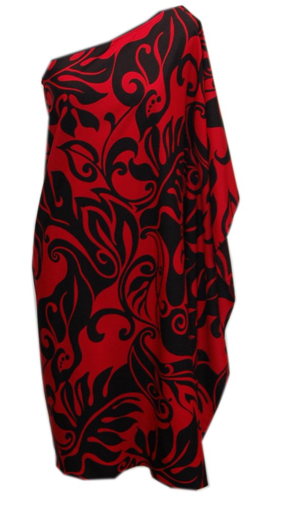 Women's Plus Size One-Shoulder Graphic Print Short Sleeve Bodycon Dress in Black & Red - Perfect for Cocktail Parties, Date Nights & Summer Vacations
