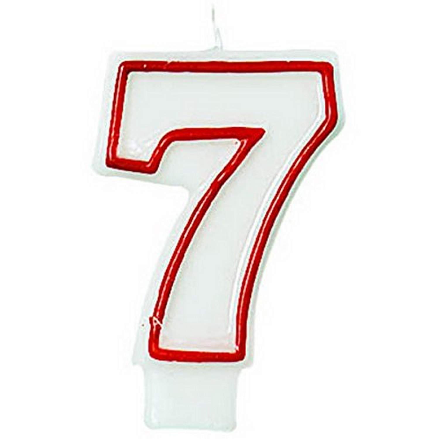 Amscan Bold Red & White Flat Molded #7 Candles - 3 Inch Height, 1 Piece - Elegant Design for Birthday Parties, Weddings & Anniversaries - Perfect for Cake Decorations, Table Centerpieces & Romantic Dinners