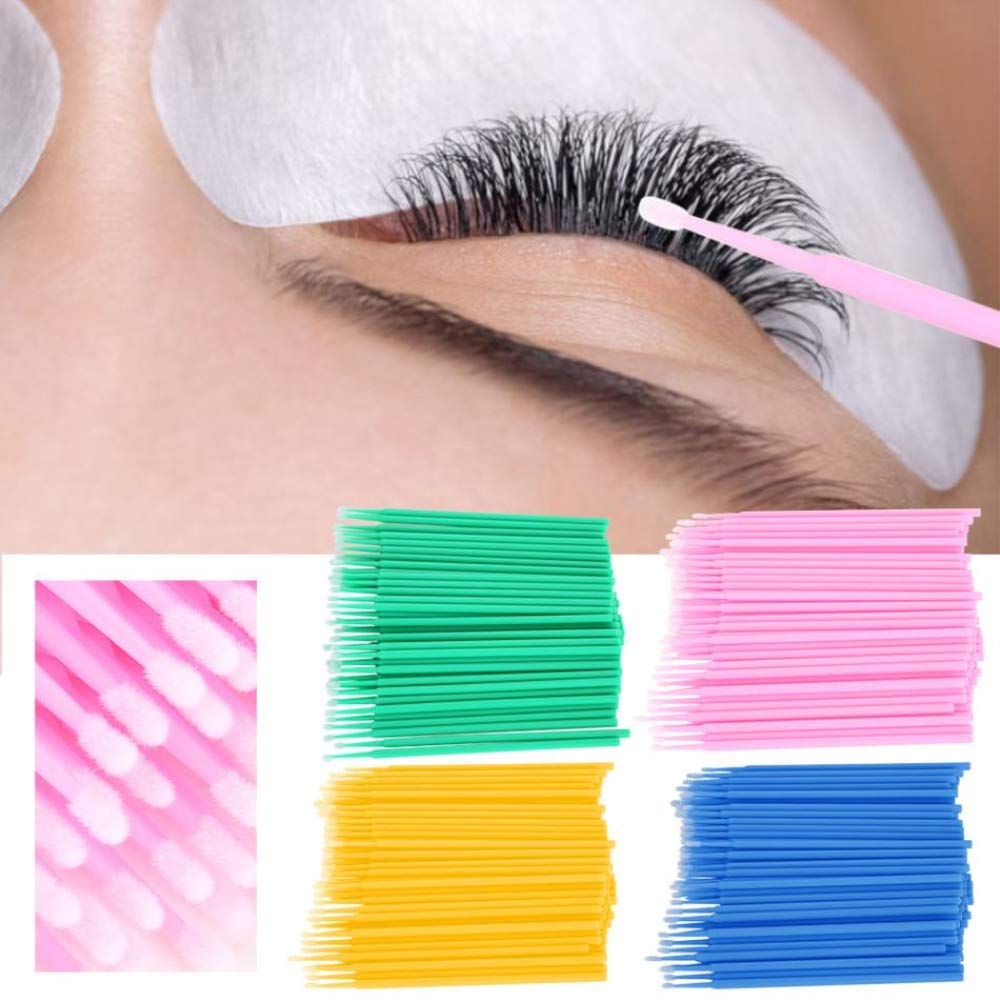 400pcs Colored Disposable Mascara Wands - Cotton Swab Eyelash Cleaning Sticks, Micro Brush Applicators for Makeup Removal & Eyelash Extension Care - Perfect for Salon, Home & Professional Makeup Kits
