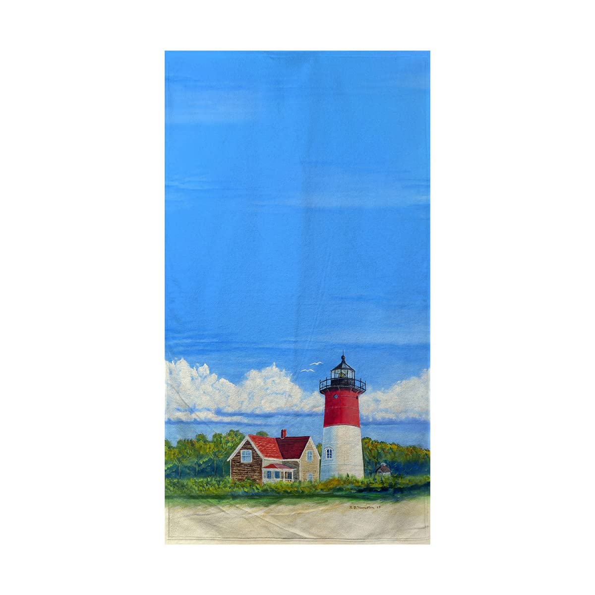 Betsy Drake Nauset Lighthouse Beach Towel - Large Soft Absorbent Quick-Dry Sand-Free Towel for Beach, Pool, Yoga & Travel - Coastal Decor Lighthouse Gift