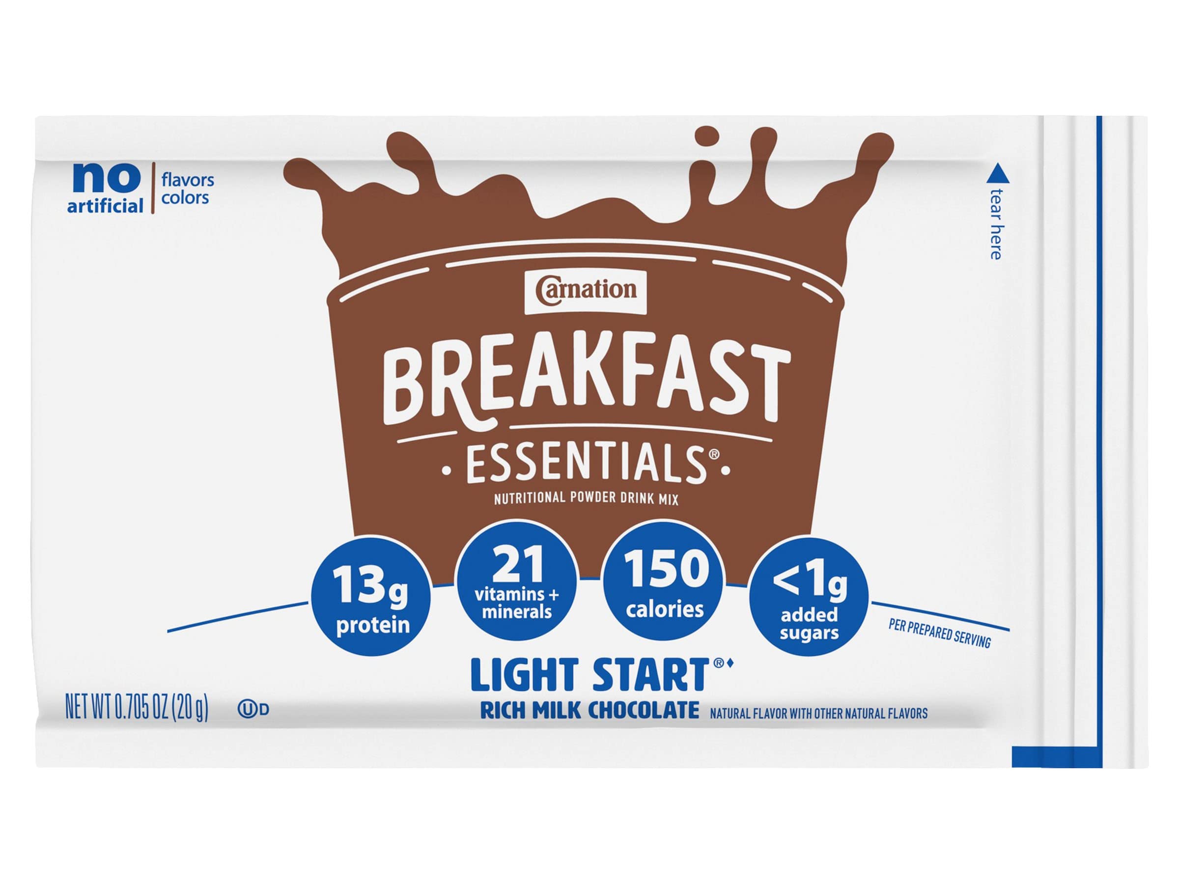 Carnation Breakfast Essentials Light Start Powder Drink Mix - Rich Milk Chocolate Flavor, 7.05 oz (8 Count, Pack of 2) | Quick & Nutritious Breakfast Solution for Busy Mornings, Post-Workout Recovery & On-the-Go Nutrition