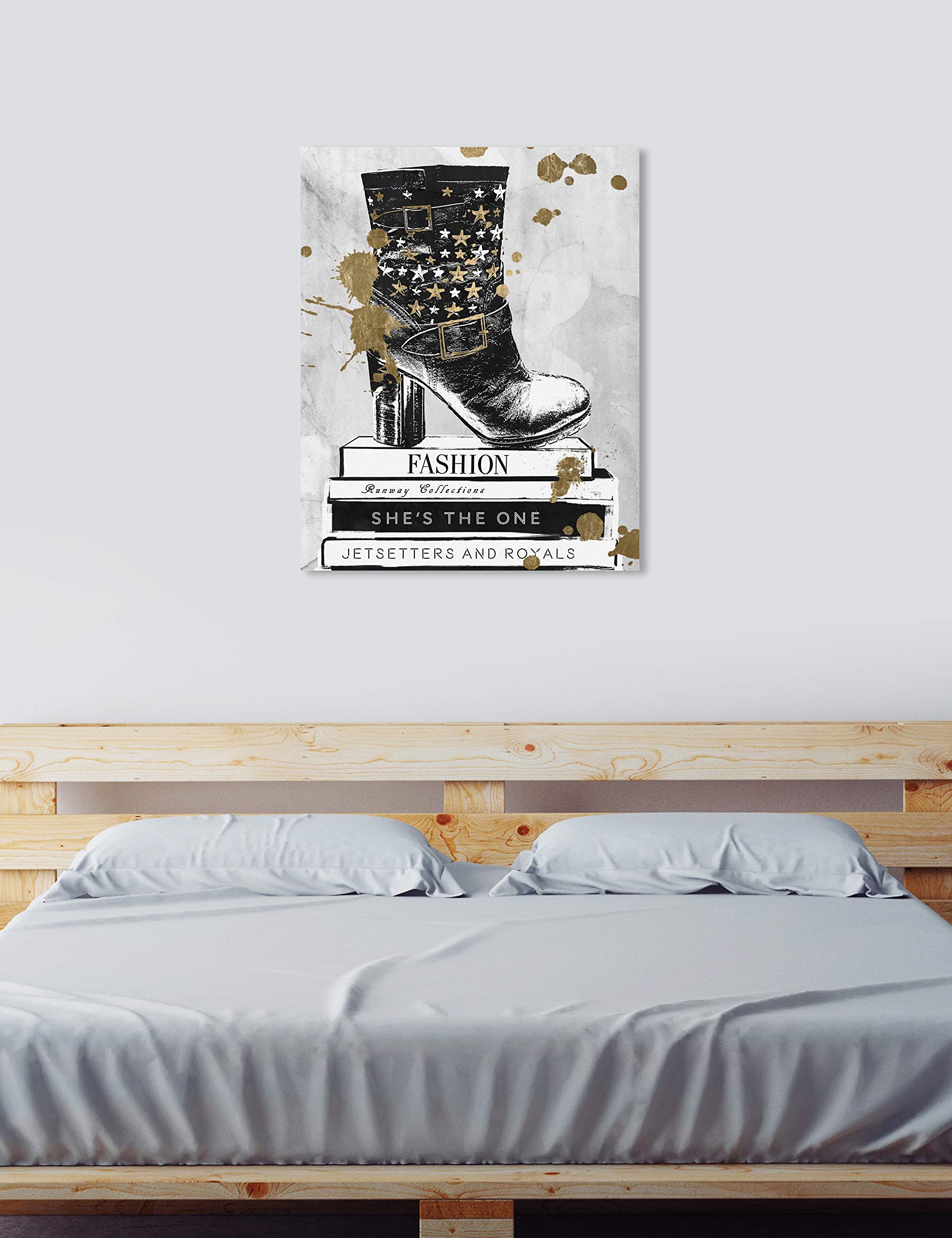 Oliver Gal Artist Co. 'Boots on Book' Fashion & Glam Wall Art Canvas Prints - Perfect for Living Room, Bedroom & Office Decor