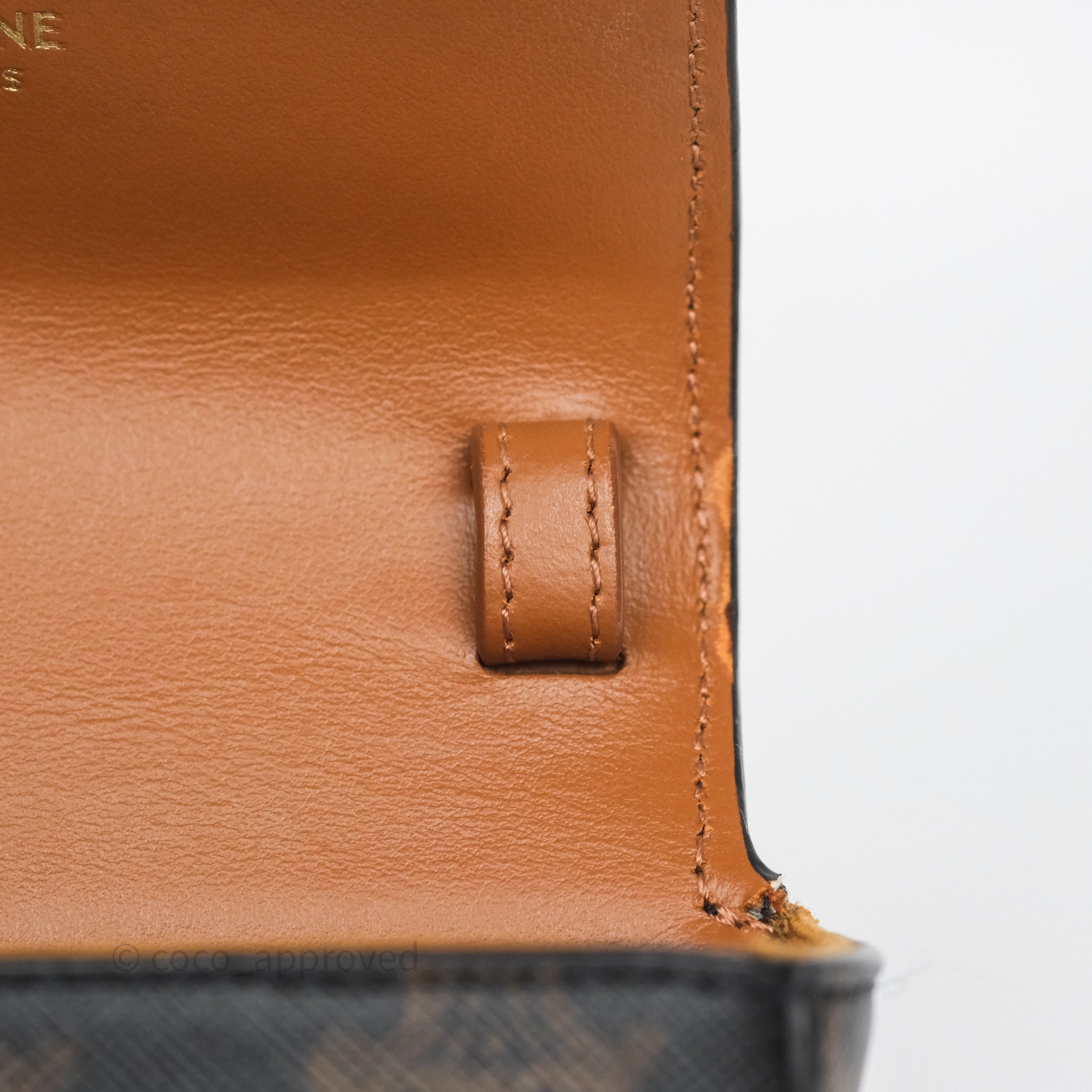 Celine Mini Triomphe Bag in Tan Canvas & Calfskin Leather - Luxury Crossbody Purse for Women, Perfect for Date Night & Evening Events