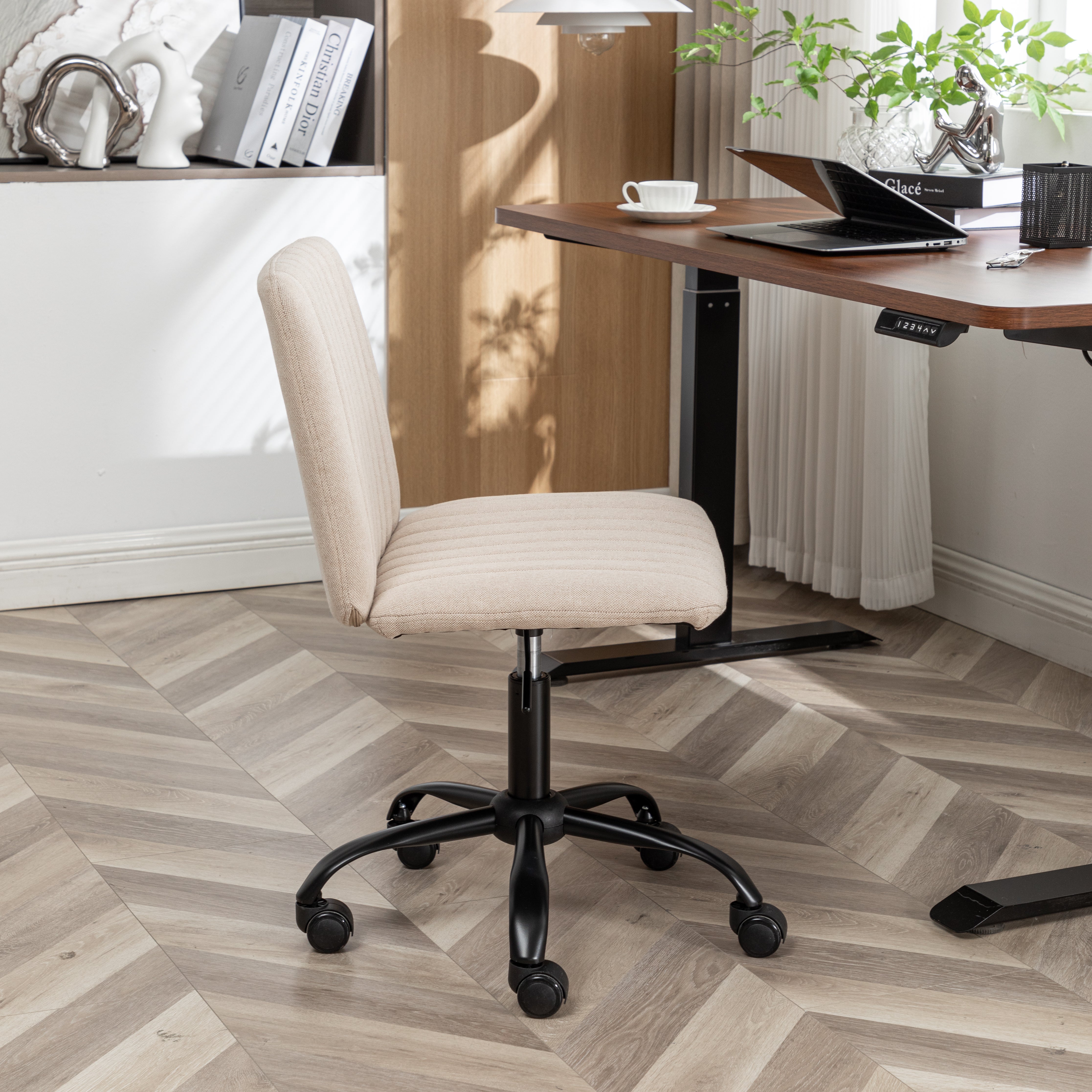 Roundhill Furniture Masar Fabric Swivel Office Chair - Ergonomic Desk Chair with Adjustable Height & Lumbar Support for Home & Office Workspace