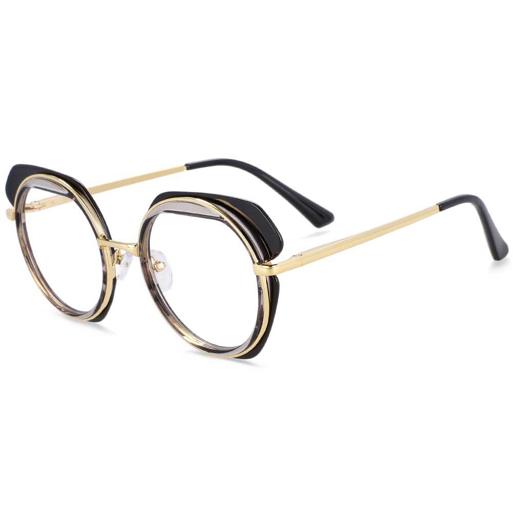 CCspace Unisex Full Rim Round TR90 Titanium Eyeglasses 54171 - Lightweight & Durable Glasses for Work, Reading & Everyday Use