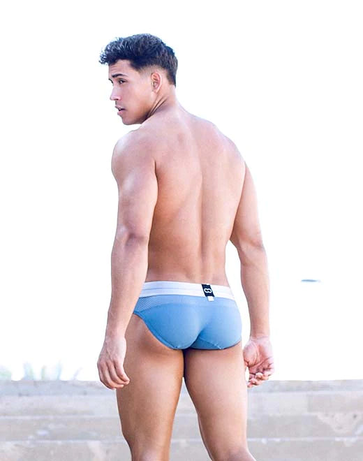 2eros Active Boreas Brief - Mesh Faded Denim Underwear for Men | Comfortable & Breathable for Gym, Running & Everyday Wear