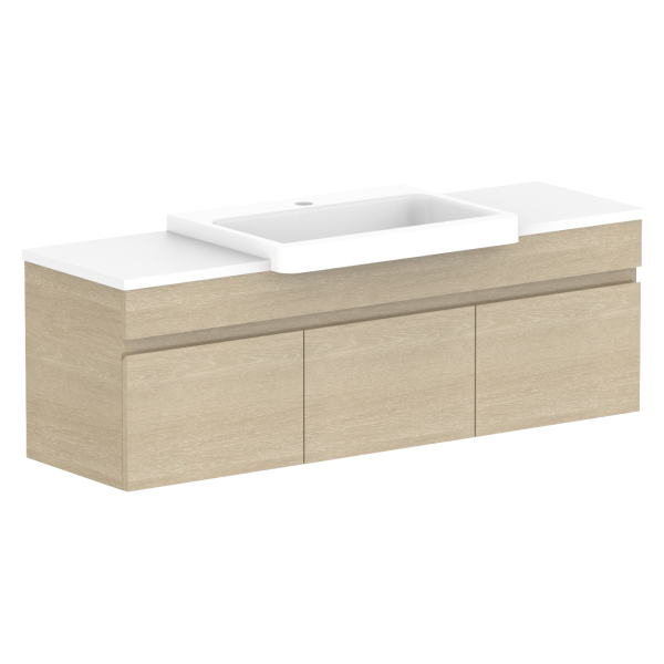 ADP Glacier Pro Semi Recessed All Door Slim Vanity with Solid Surface Top - Modern Bathroom Sink Cabinet for Small Spaces, Perfect for Apartments and Powder Rooms