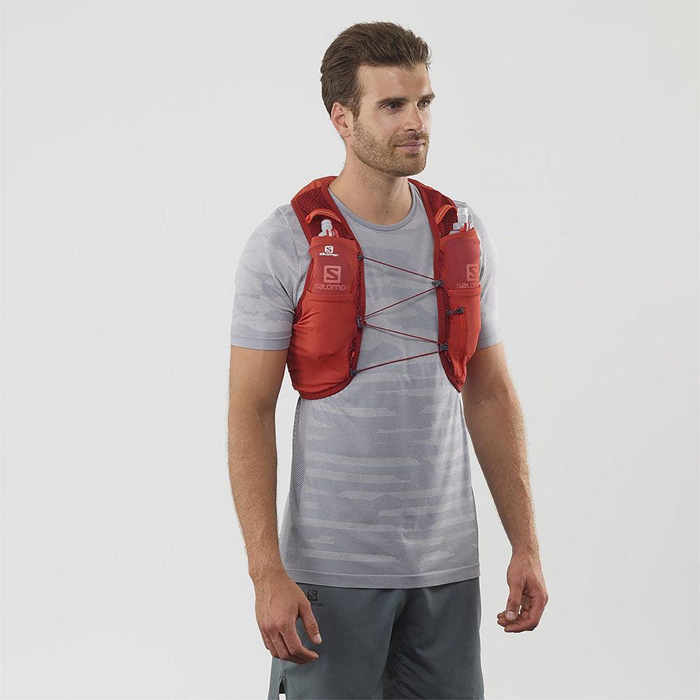 Salomon Unisex Active Skin 8 Hydration Running Vest with Water Flasks - Lightweight Breathable for Trail Running, Hiking & Outdoor Sports