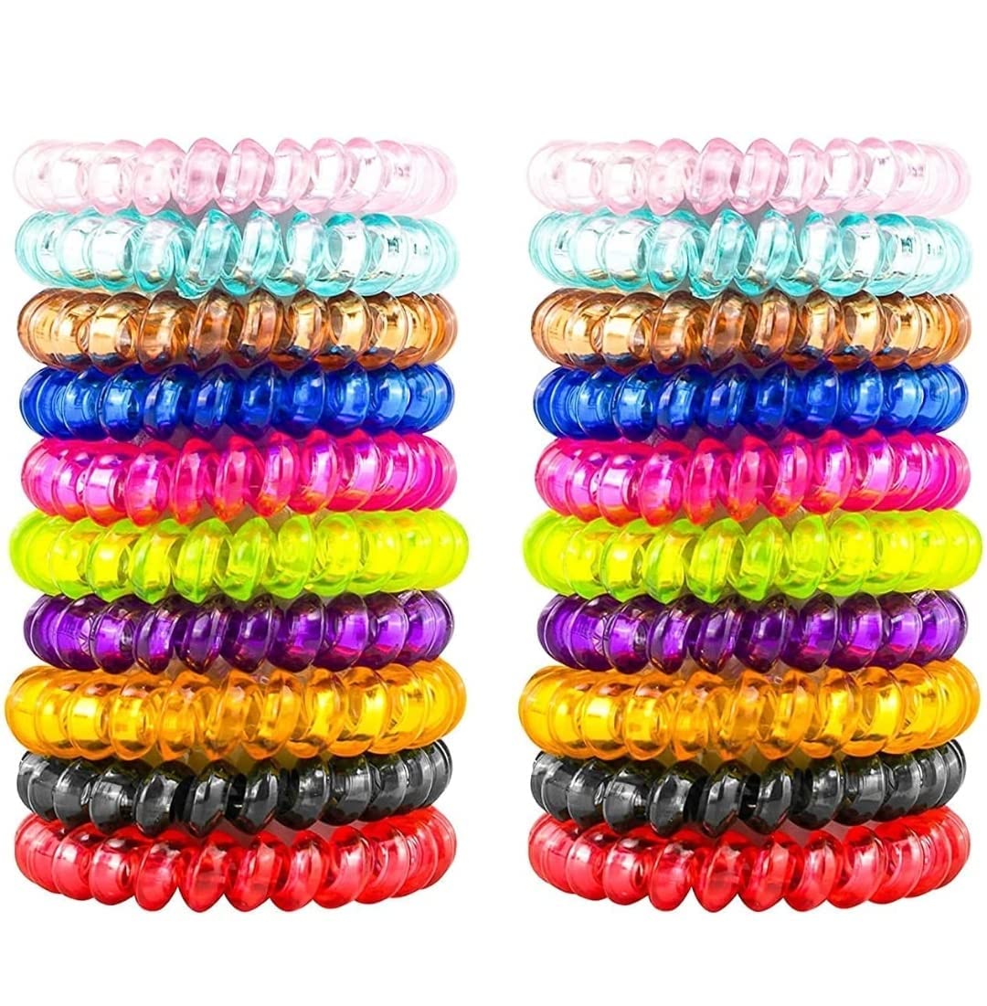 Aashirwad 12-Piece Spiral Stretch Ponytail Holders - Colorful Unbreakable Hair Ties for Women & Girls | Telephone Wire Hair Rings, Slinky Hair Elastics | Perfect for Workouts, School, and Everyday Hairstyles