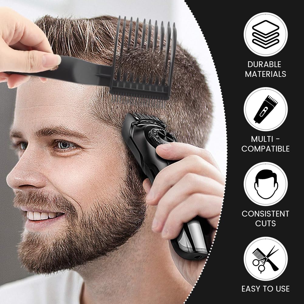 2-Pack Professional Barber Fade Combs - Curved & Flat Top Hair Cutting Combs for Men, Styling & Fading Tools for Home, Salon or Professional Use (Black + Grey) - Perfect for Haircuts, Beard Trimming & Styling