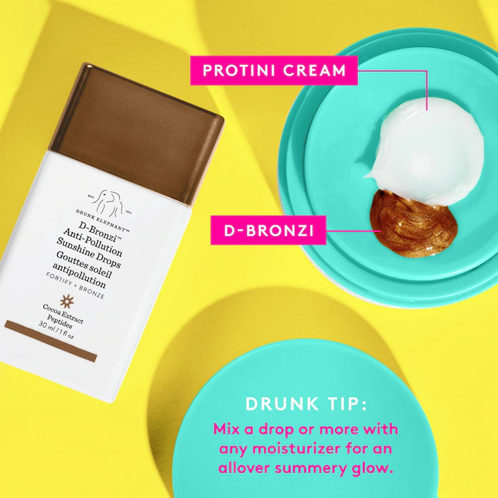 Drunk Elephant D Bronzi™ Bronzing Drops with Peptides - Glow Boosting Face Serum for Dewy, Sun-Kissed Skin | Perfect for Daily Use, Travel & Natural Makeup Looks