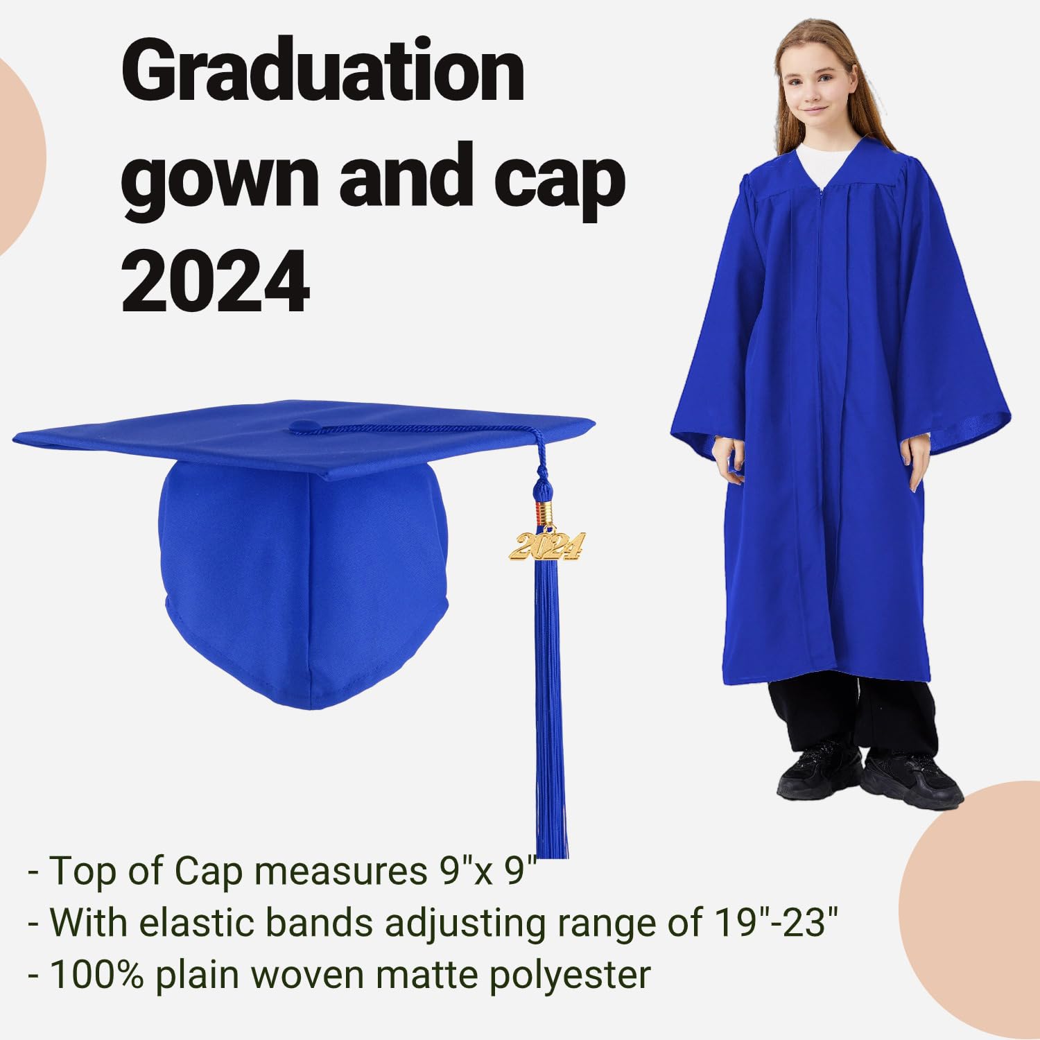 2024/2025 Graduation Gown Set - Matte Finish Unisex Cap & Gown for Adults - Perfect for High School, College Commencement Ceremonies & Graduation Photos
