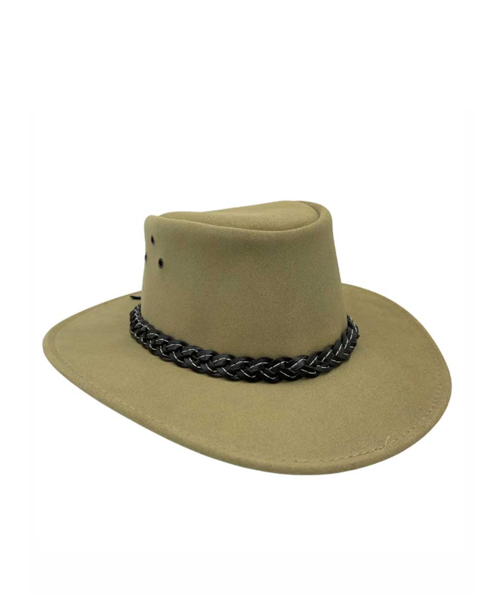 Jacaru Wallaroo Suede Hat - Premium Australian Leather Outback Hat for Men & Women - Perfect for Outdoor Adventures, Camping, Hiking and Country Style Fashion