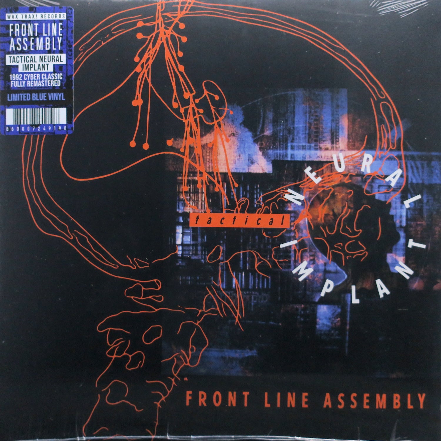 Front Line Assembly 'Tactical Neural Implant' Blue Vinyl LP Record - 1992 Industrial EBM Music Album - Perfect for Vintage Music Collectors & Industrial Dance Clubs