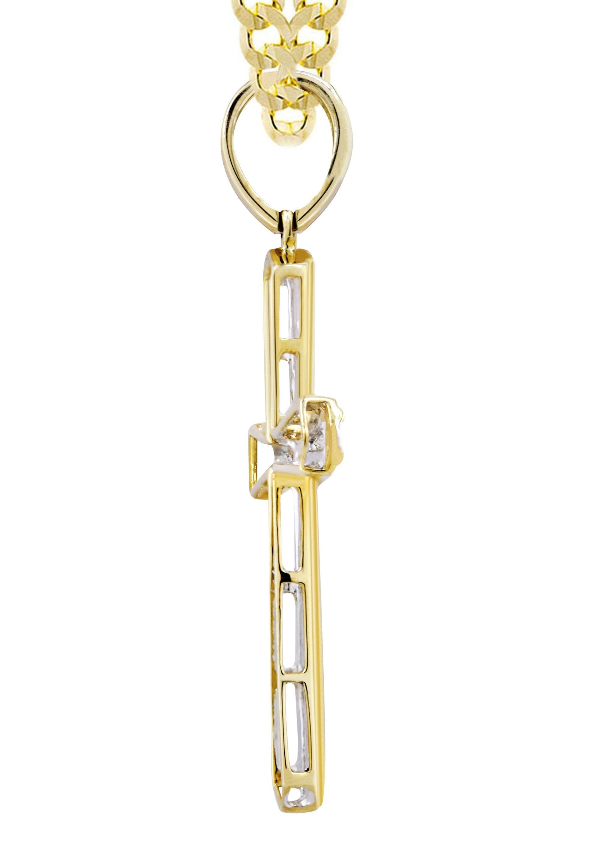 10K Yellow Gold Diamond Cross Necklace for Women | 0.36 Carat Genuine Diamond Pendant | Elegant Gift for Christmas, Baptism & Special Occasions