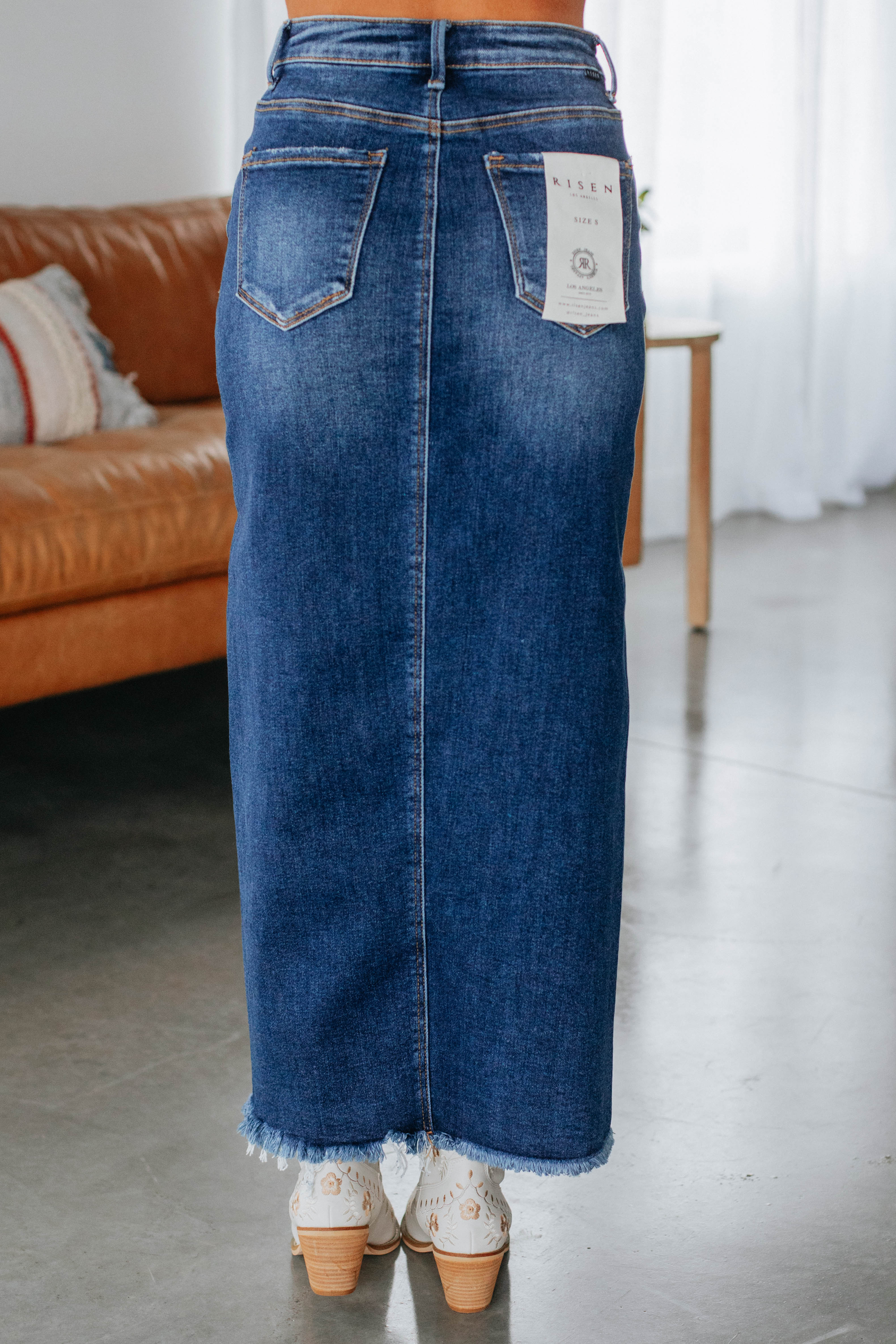 Candyn Risen Denim Skirt for Women - Dark Wash High Waist Stretch Denim A-Line Skirt | Casual & Party Wear | Perfect for Date Night, Office & Weekend Outfits