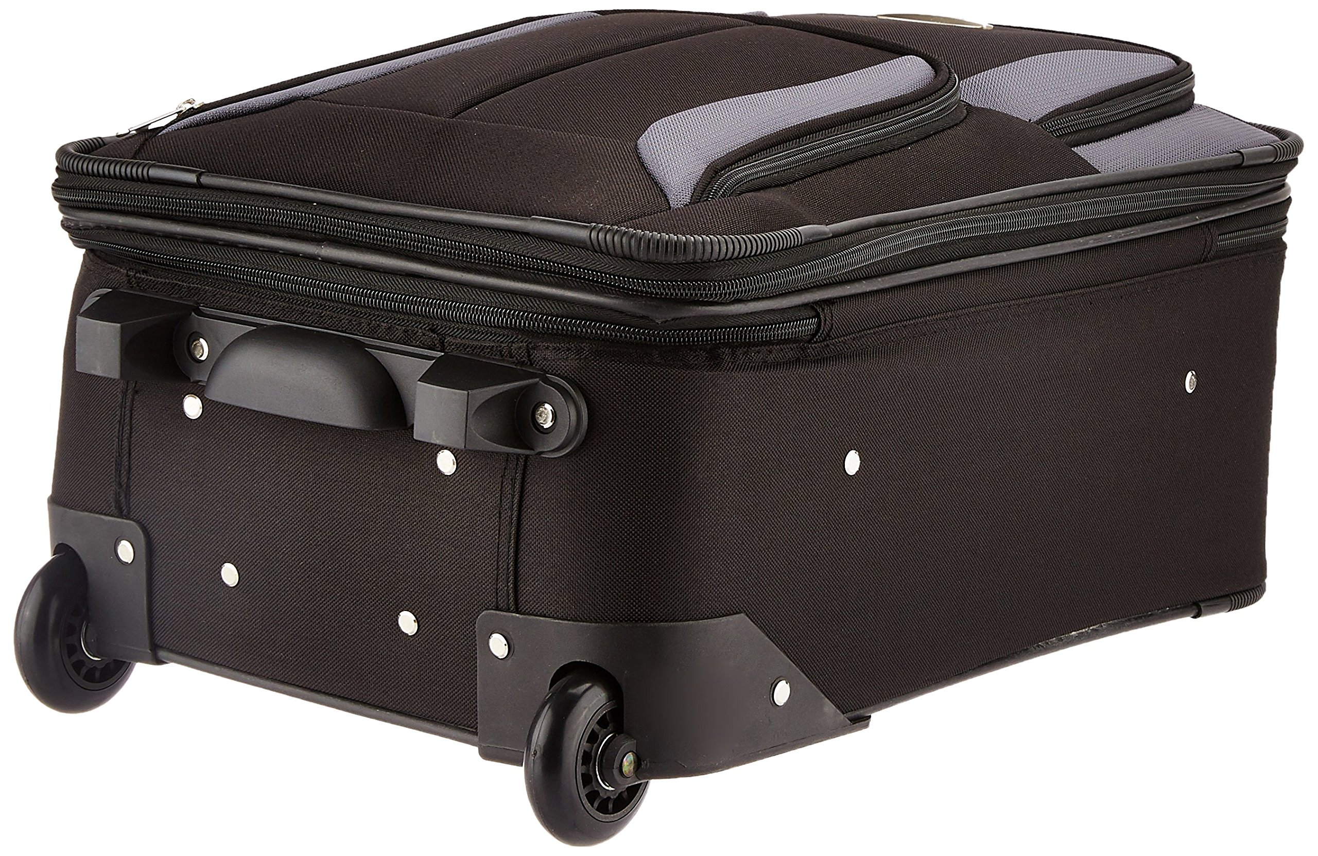Rockland Fashion Softside Upright Luggage Set - 2-Piece (14/19 Inch) Black & Gray Carry On Suitcase for Travel, Business Trips & Vacations | Lightweight Durable Spinner Luggage with Smooth Wheels