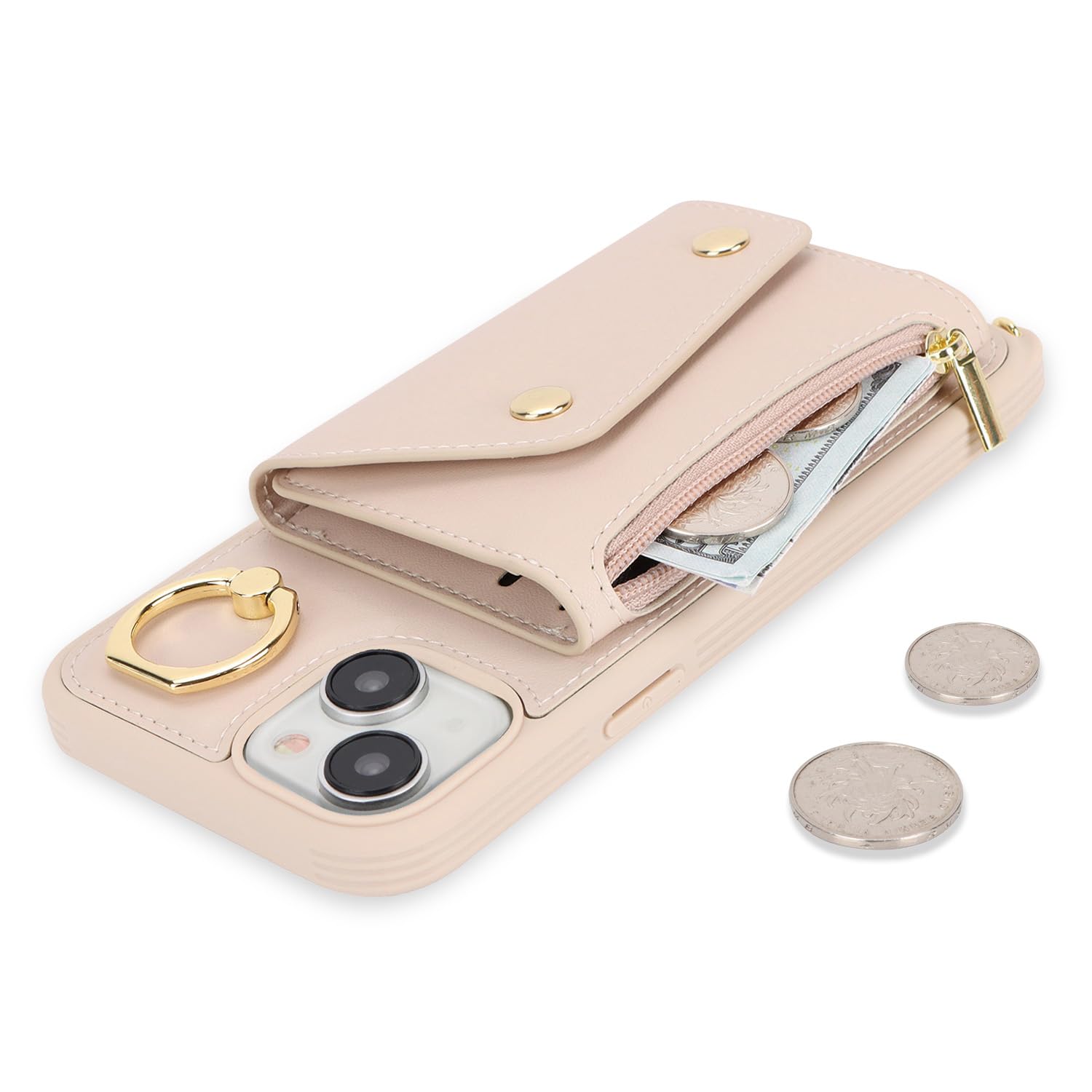 Premium iPhone 15 Plus Wallet Case with Card Holder & Crossbody Strap - 6.7