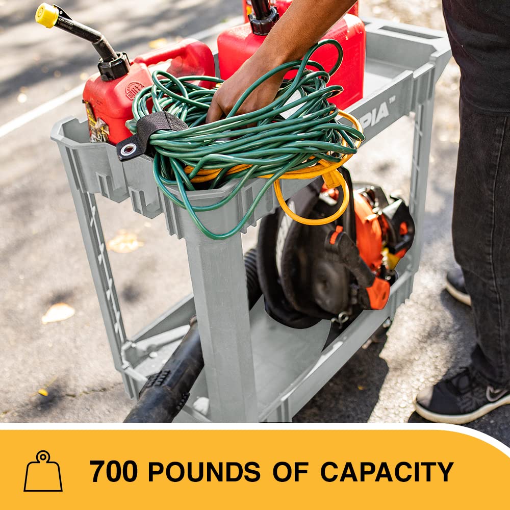 Olympia Tools 2-Shelf Utility Cart - 500lb Capacity for Warehouse & Garage