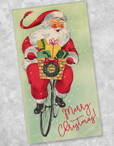 Biking Santa Holiday Guest Towel Napkins - 40 Count Set for Christmas Parties, Dinner, and Festive Decorations