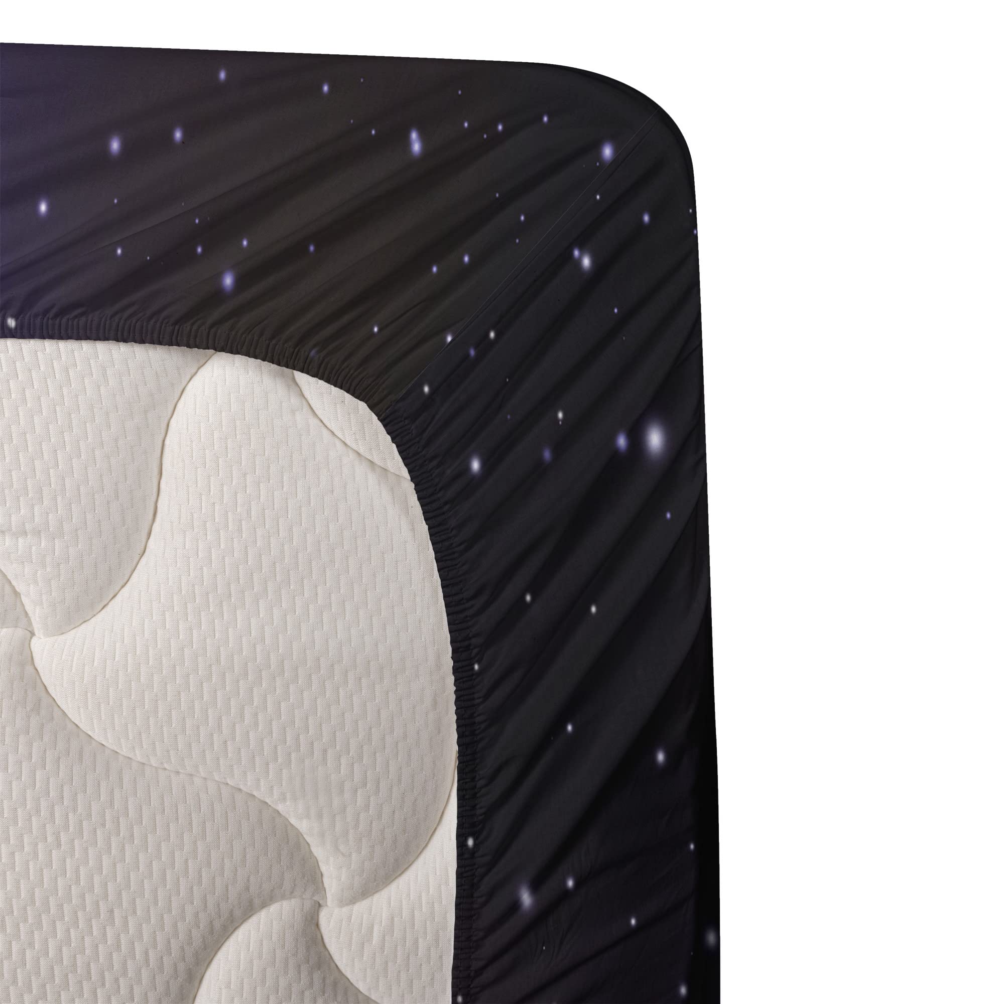 Ambesonne Galaxy Nebula Bed Sheet Set - 4 Piece Queen Size, Deep Space Star Clusters & Milky Way Constellation Design, Purple Pink Black Fitted & Flat Sheets with Pillowcases | Perfect for Astronomy Lovers, Themed Bedrooms & Unique Home Decor