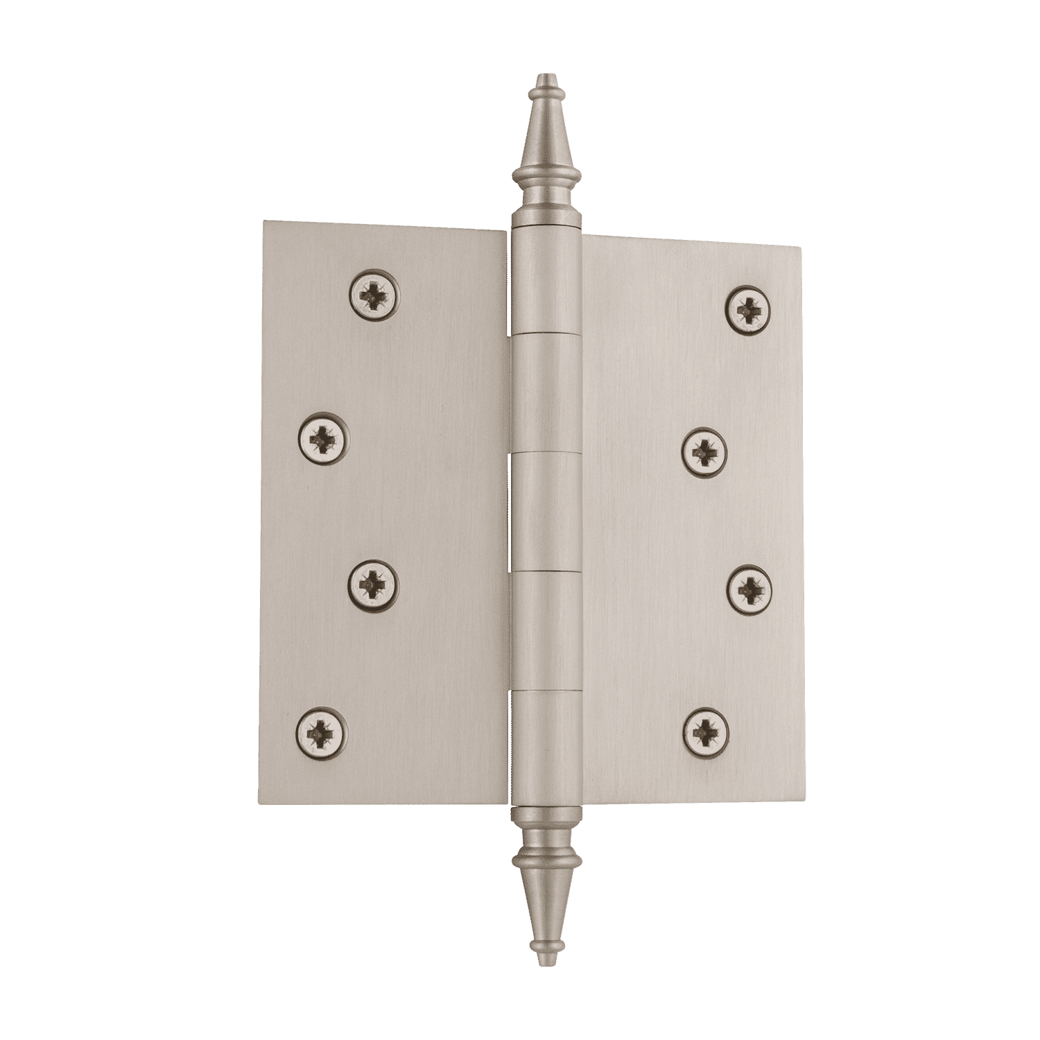 4 Pack Satin Nickel Residential Door Hinges - Square Corner Steeple Tip Design for Interior Doors, Bedrooms & Cabinets