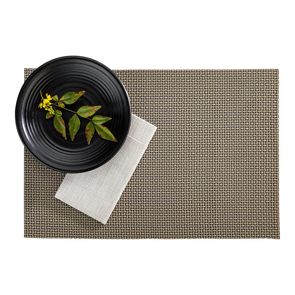 Amalfi Basketweave Cobblestone Vinyl Woven Placemat Set - 16
