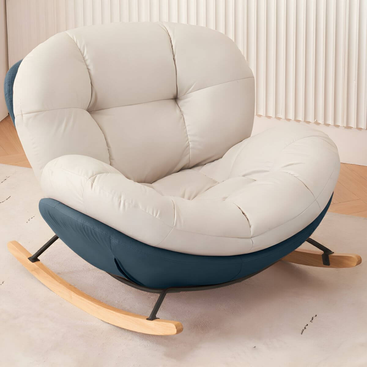 Modern Natural Wood Rocking Chair - Indoor Non-Scratch Stain-Resistant Armless Design for Living Room, Nursery & Relaxation