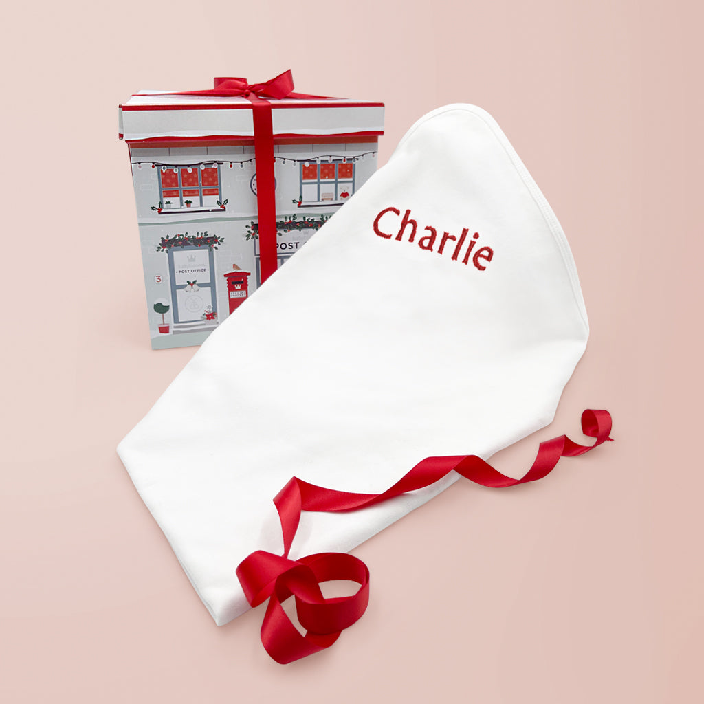 Personalized Christmas Snuggle Wrap with Berkeley Bear - Cozy Red Plush Blanket for Holiday Gifts, Winter Warmth & Family Movie Nights