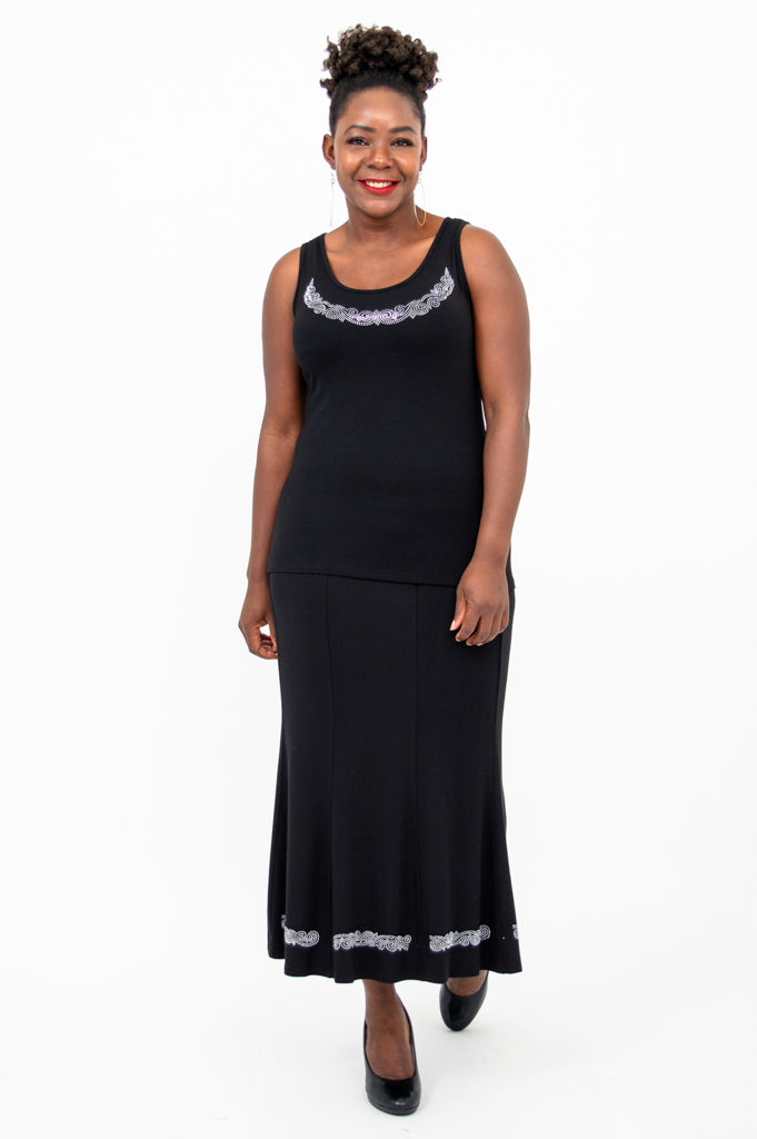 Avalon Tank Top for Women - Soft & Breathable Black Diamond Cotton Tee - Perfect for Casual Wear, Gym, and Layering