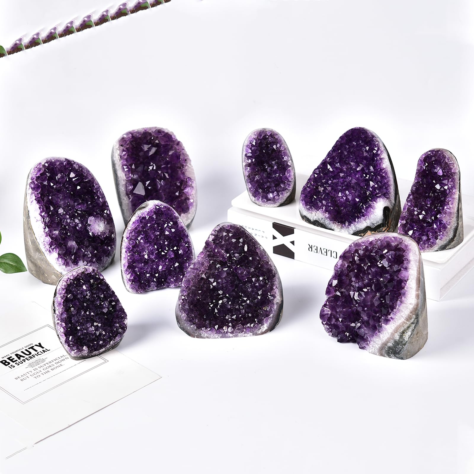 Premium JIC Gem Class B Grade Deep Purple Uruguay Amethyst Cluster - Natural Amethyst Geode Rock with Polished Base (2-3 lbs) - Perfect for Home Decor, Meditation Spaces & Crystal Healing Collections