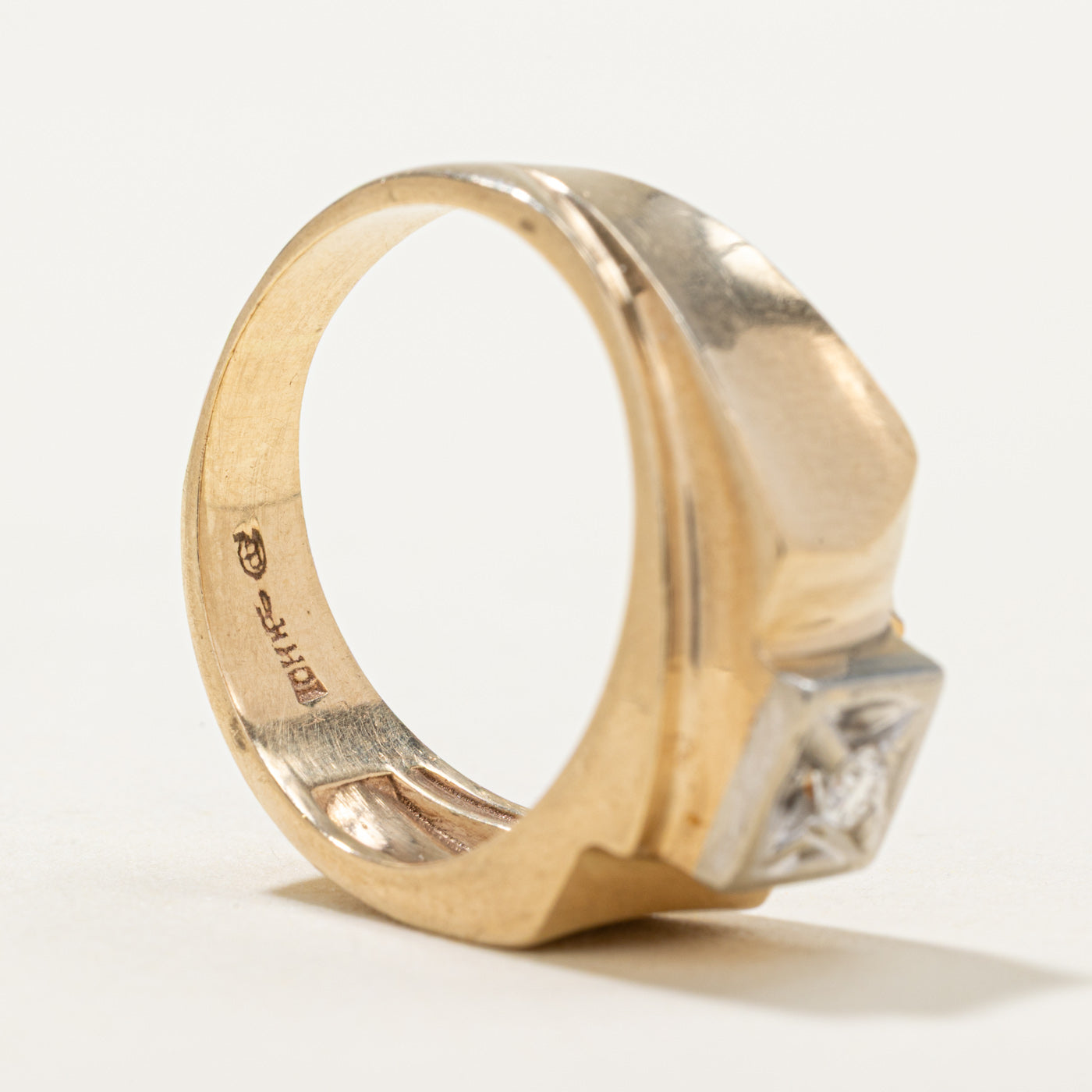 10K Illusion Set Diamond Chunky Ring - 0.075ct Size 8.25 | Elegant Wedding Band, Anniversary Gift for Her | Perfect for Bridal Jewelry, Engagement Rings & Special Occasions